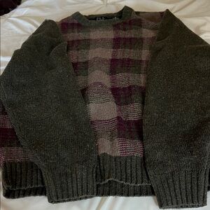 Jos. A. Bank Plaid Crewneck Sweater - Forest Green and Wine